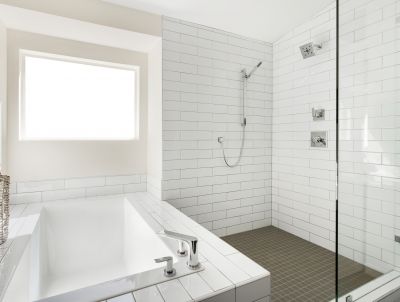 Spacious Shower with Large Tiles