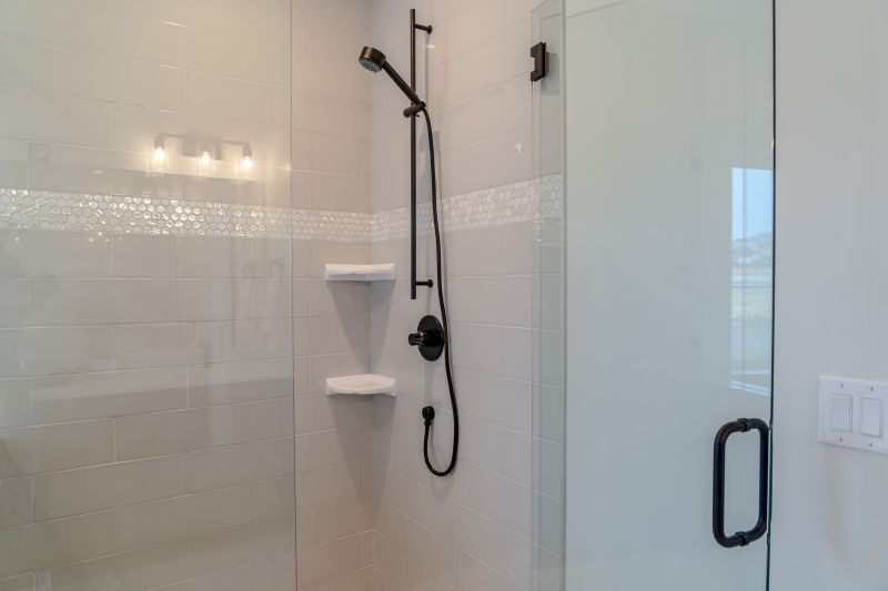 Minimalist Shower with Black Fixtures